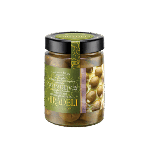 Zelene masline punjene bijelim lukom – 320g (tegla)